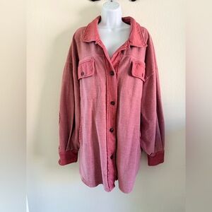 Free People Dusty Rose Pink Shacket Shirt Jacket
